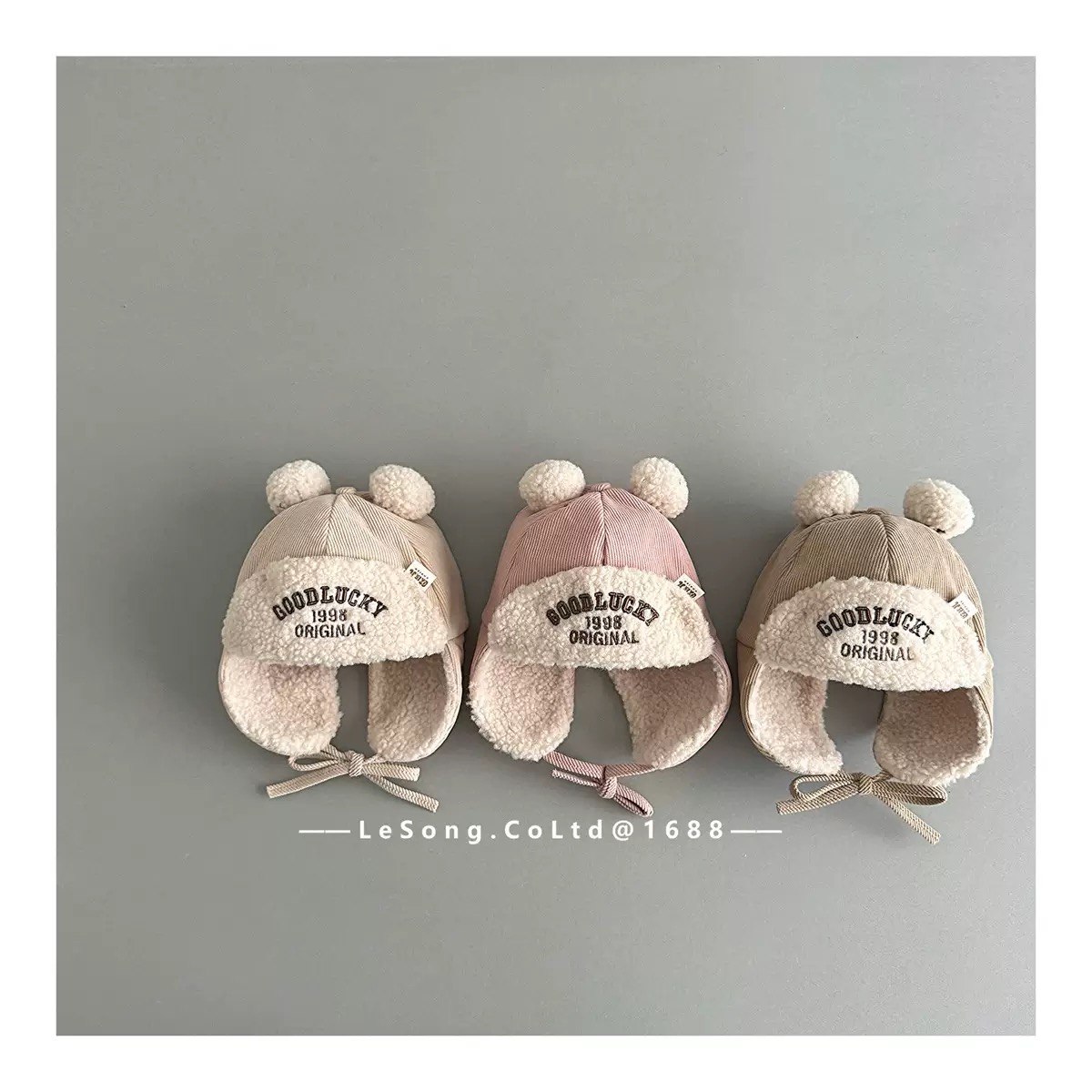 Mũ có tai lót nỉ giữ ấm cho trẻ em chất liệu vải nhung gân kích thước 48-50cm, NSX Yiwu Lesong