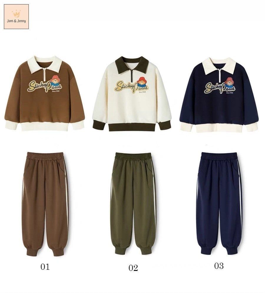 Bộ nỉ Jam&Jenny cổ đức Sticky Paus 3 màu size 2 - 12y