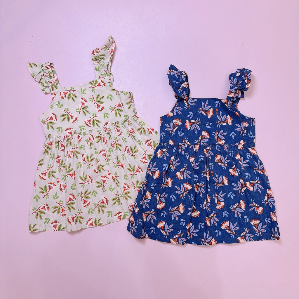 Váy moimoln xuất hàn dư xịn vải thô mát 2 màu be/navy bé gái size 90-130