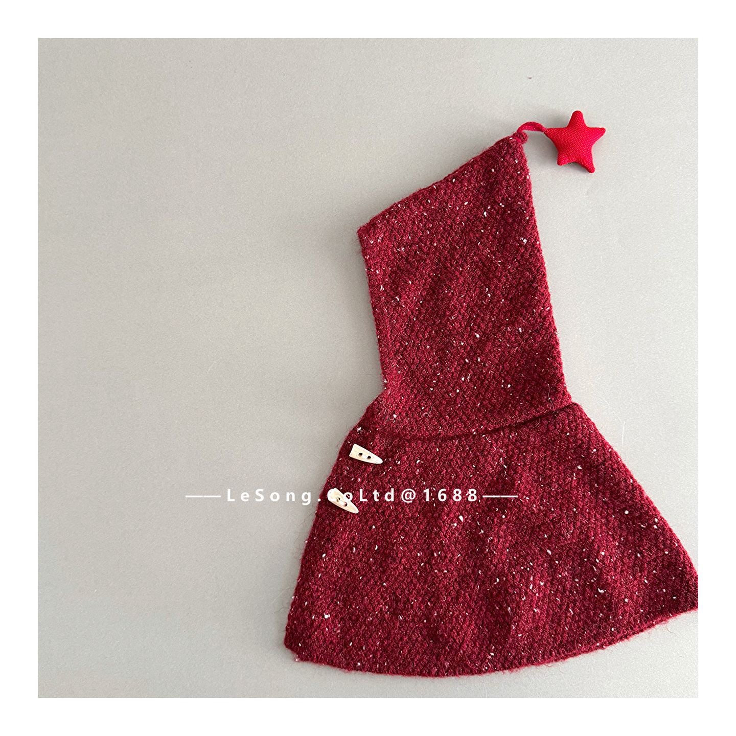 Mũ len chùm liền khăn đính chóp ngôi sao cho bé size 2-5y