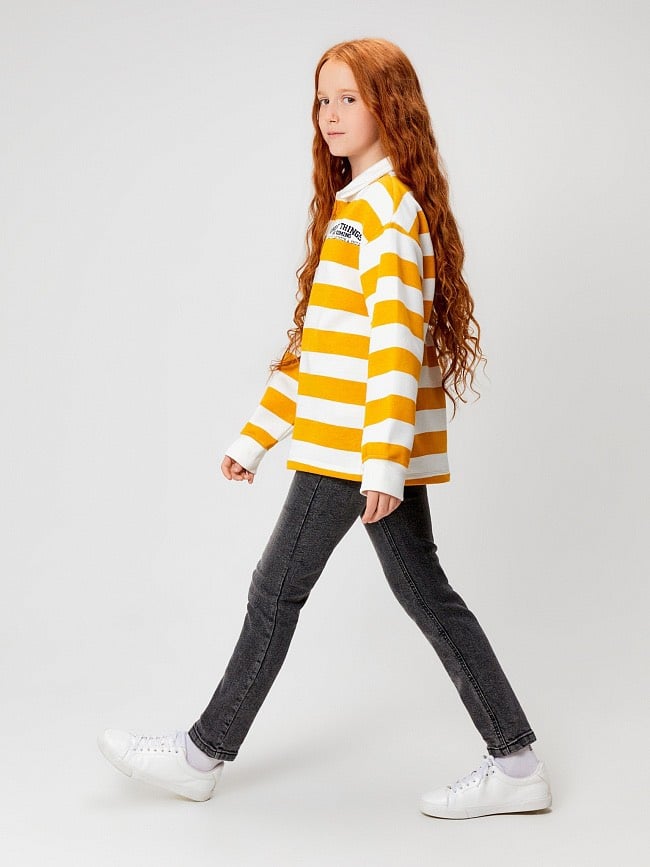 Áo nỉ bông polo 2 màu kẻ vàng trắng / kẻ hồng trắng size 98 - 158