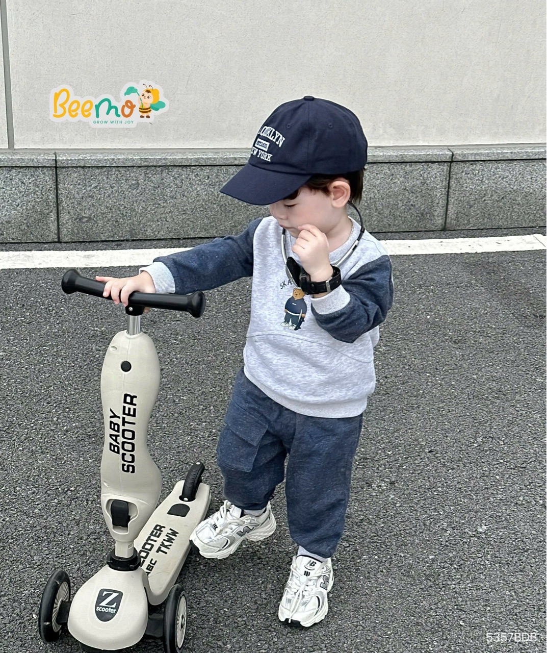 5357BDB - Bộ nỉ phối da cá in gấu Beemo