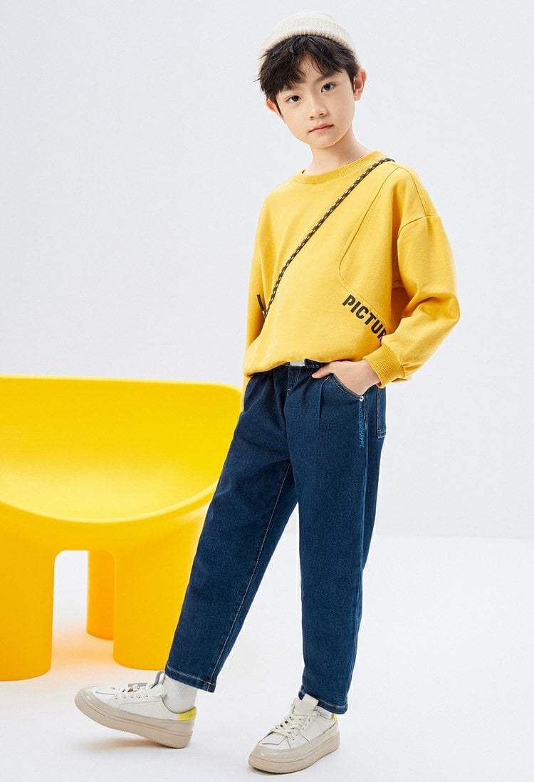 Quần jean baggy Balabala màu xanh đậm size 130 - 175