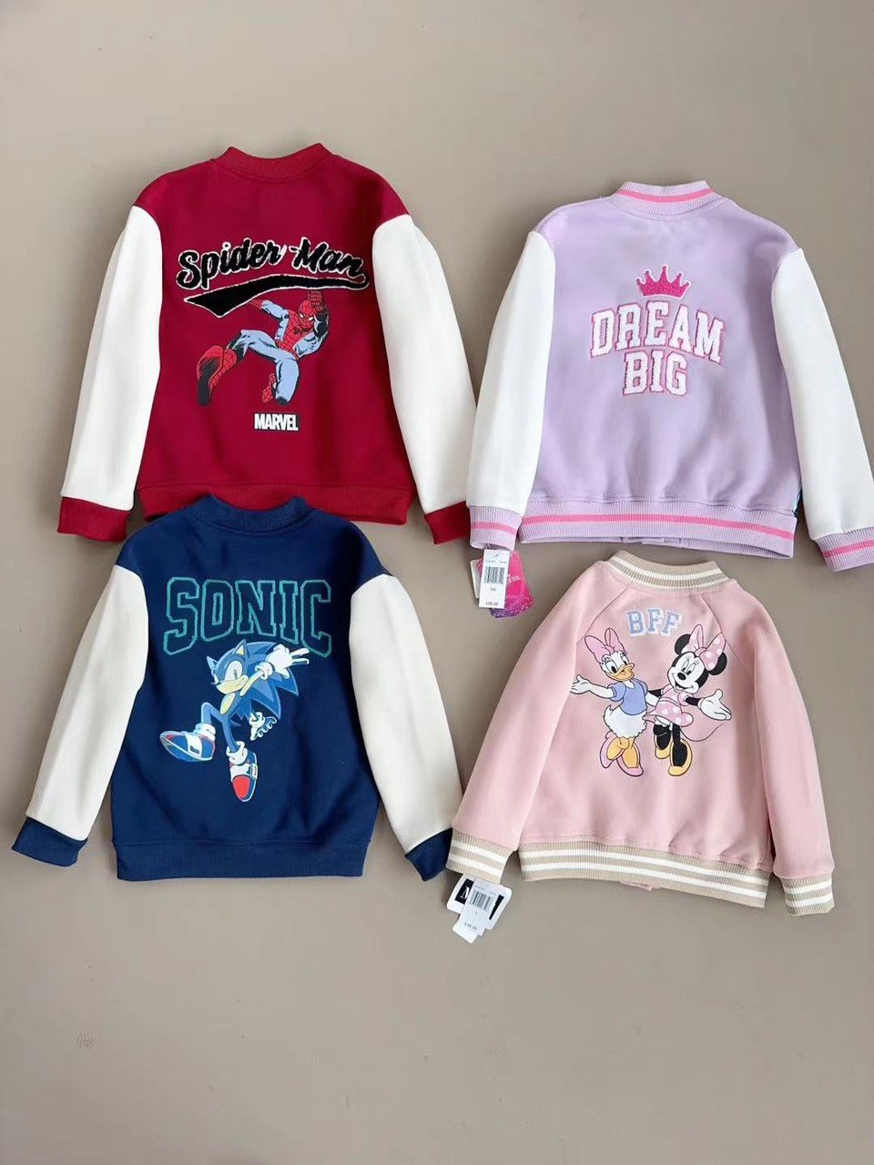 Áo khoác bomber nỉ bông Disney dư xịn nhiều màu cho bé size 3-10y