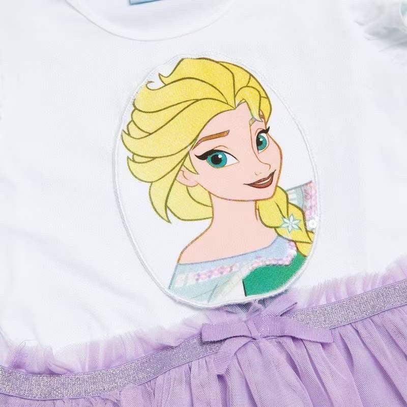 Váy Disney cotton lật hình phối chân voan nhiều màu size 2 - 8y