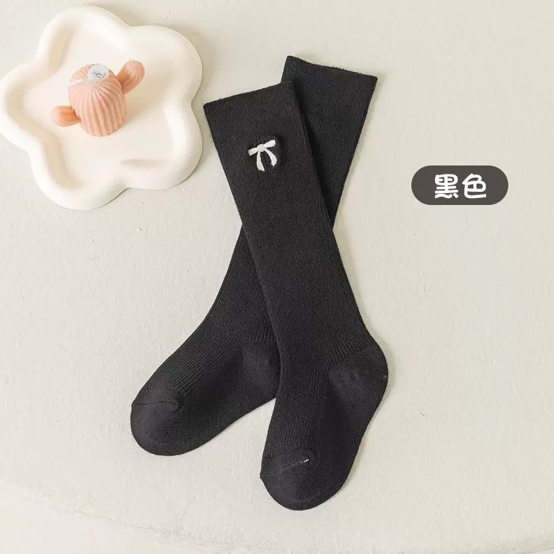 Tất cao cổ thêu nơ nhiều màu cho bé size 3-12y