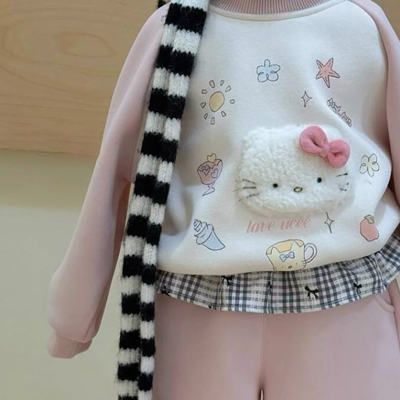 269275 - Bộ nỉ Ucee hồng kitty lót nỉ đại hàn size 90-130