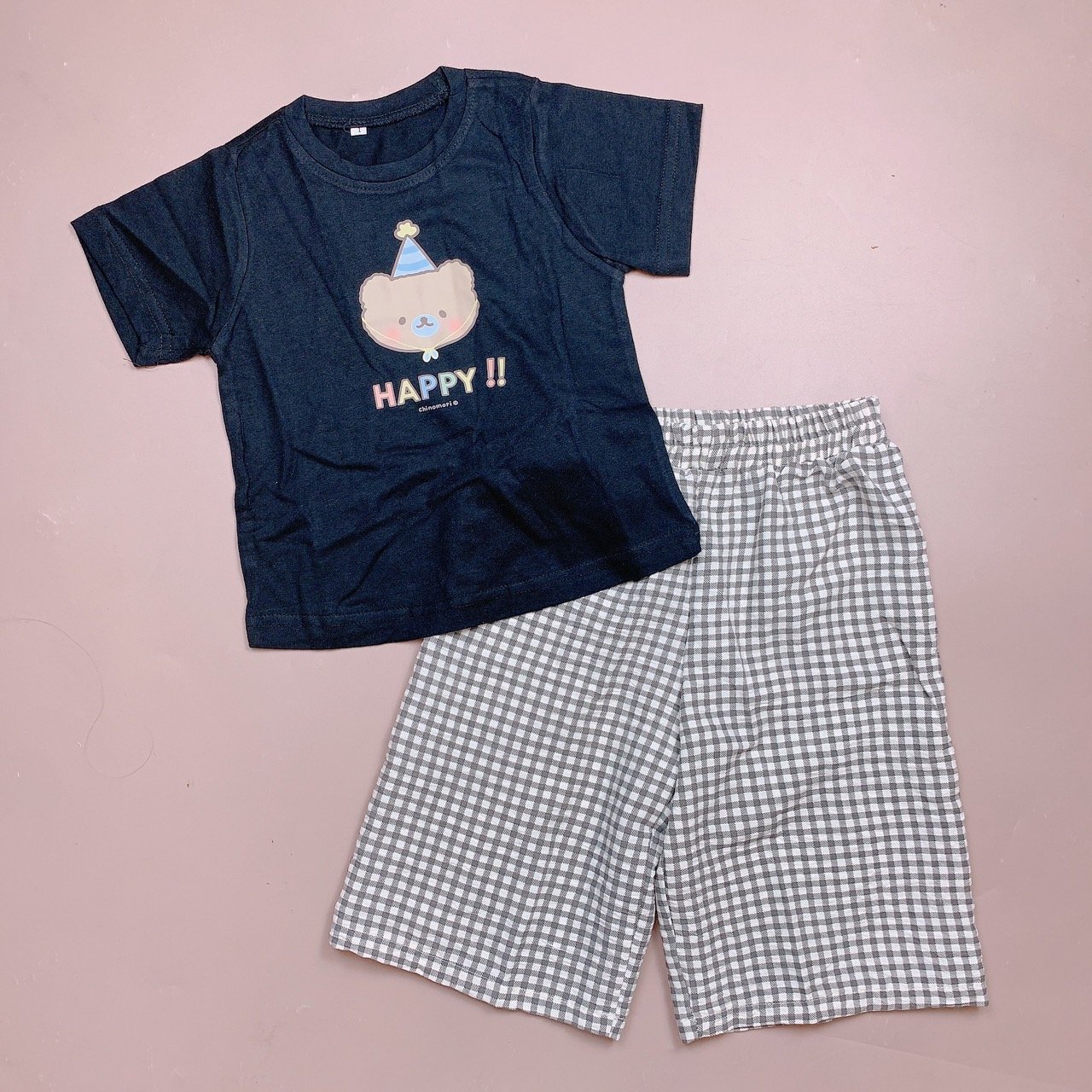 Bộ Hiy - Quin áo cotton hình vịt / gấu + quần kẻ caro nhiều màu size 2-6y