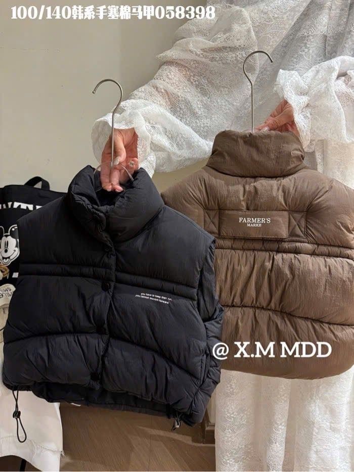 Áo khoác gile phao Duojia QC siêu nhẹ 3 màu nâu/đen/kem cho bé size 100-140