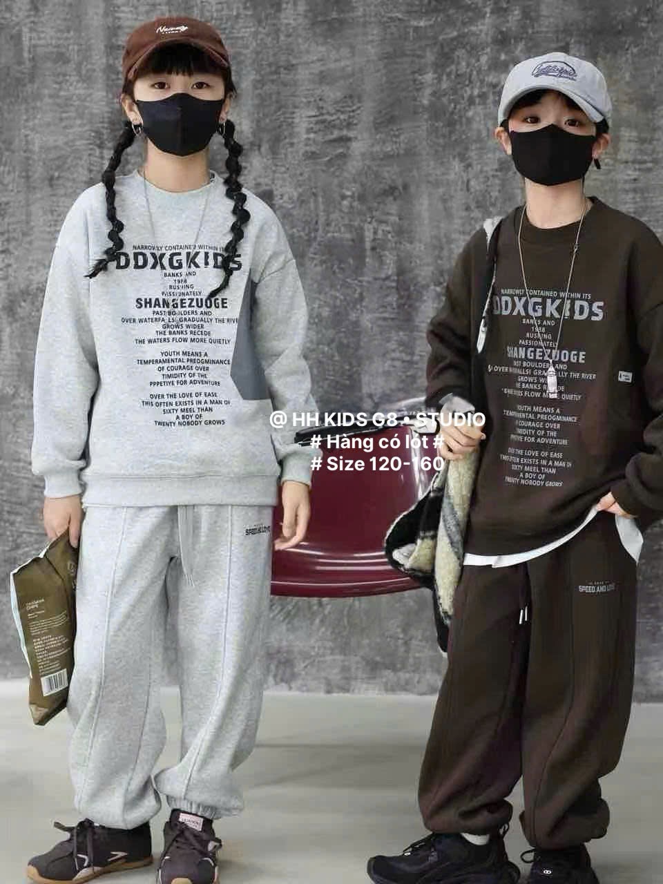 6811 - Bộ nỉ có lót QCCC 3 màu cho bé trai size 120-160