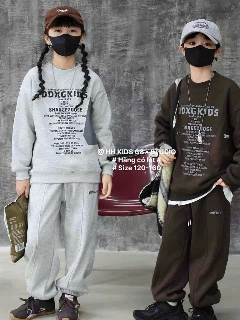 6811 - Bộ nỉ có lót QCCC 3 màu cho bé trai size 120-160