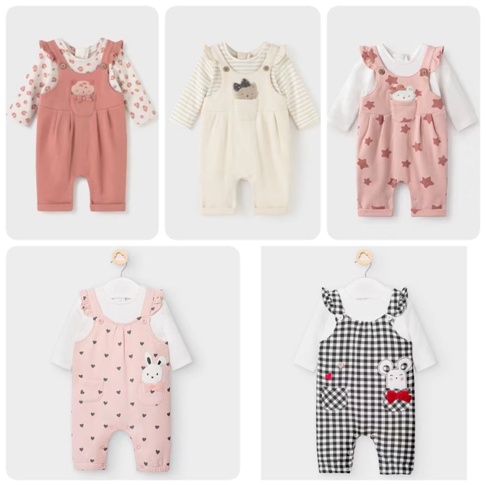 Set áo liền quần yếm Mayoral nhiều hình BG size 1m - 18m