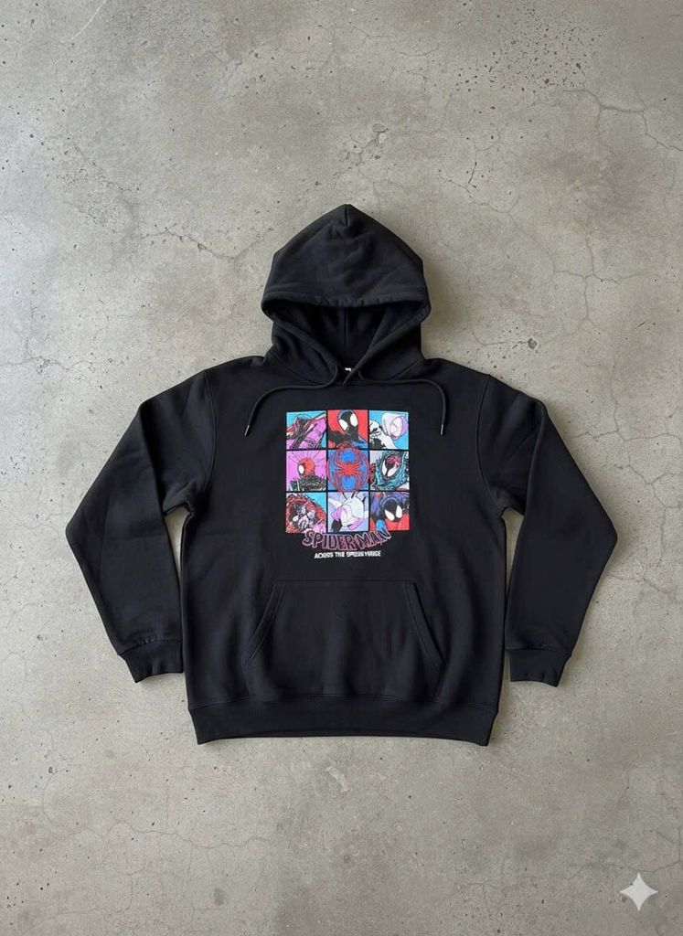 Áo hoodie màu đen Spiderman nỉ mỏng cho bé size 8-14y