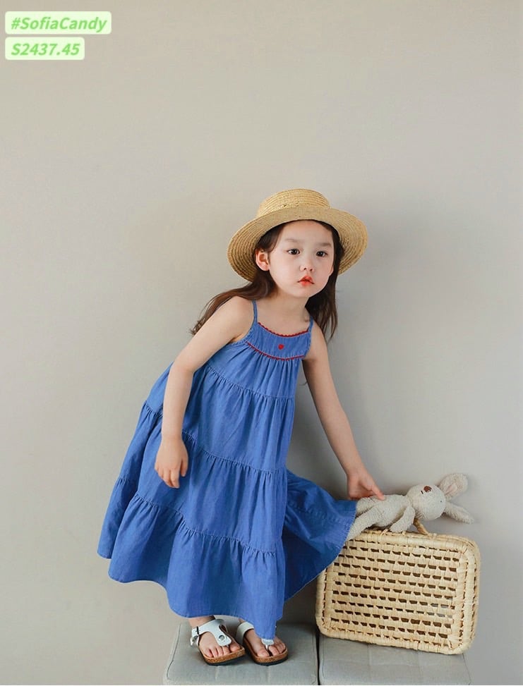 V00053 - Váy jean Sofia Candy 2 dây phối tầng BG size 1-10y