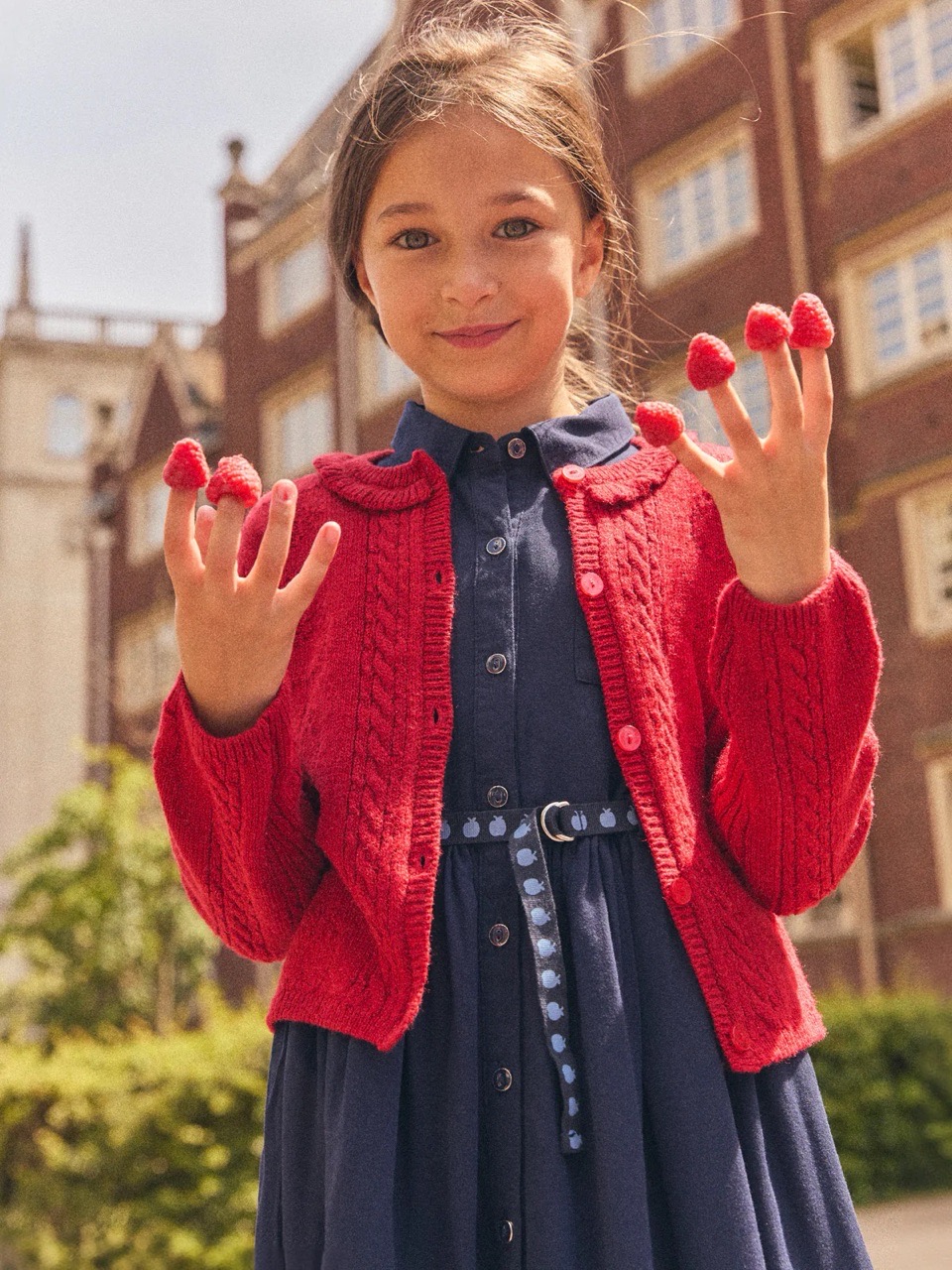 Cardigan len SM màu đỏ cho bé size 3-10y