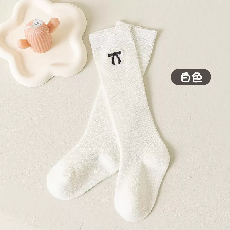 Tất cao cổ thêu nơ nhiều màu cho bé size 3-12y