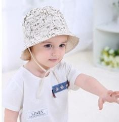 Mũ vải vành Miller BT - màu be hoạ tiết động vật