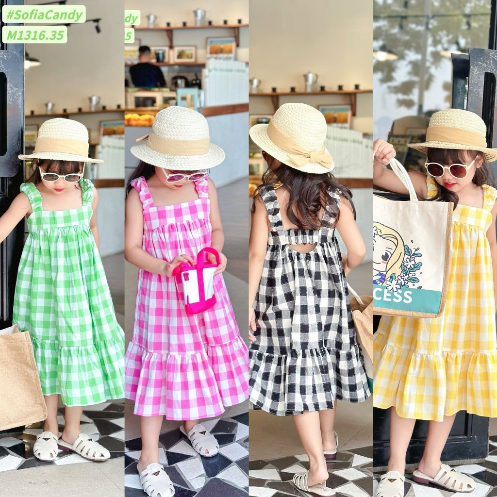 V00047 - Váy Mia Kids thô kẻ caro nhiều màu BG size 1-10y