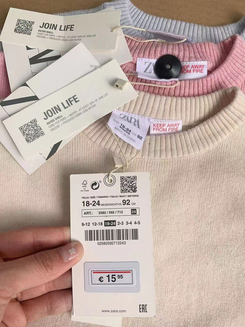 Áo len Zara vai rơi bèo 3 màu size 12m - 5y