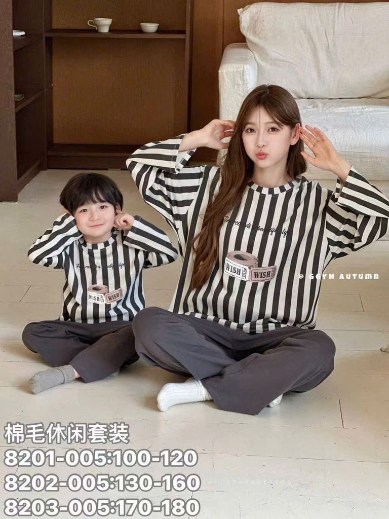 Bộ pyjama dáng thụng cổ tròn nhiều màu cho Mẹ và Bé size 100-180