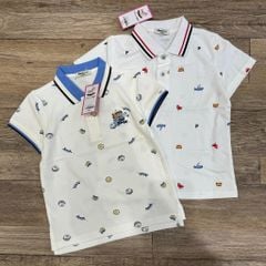 Áo polo cổ đức Paw in Paw 2 màu trắng họa tiết bé trai size 110-160