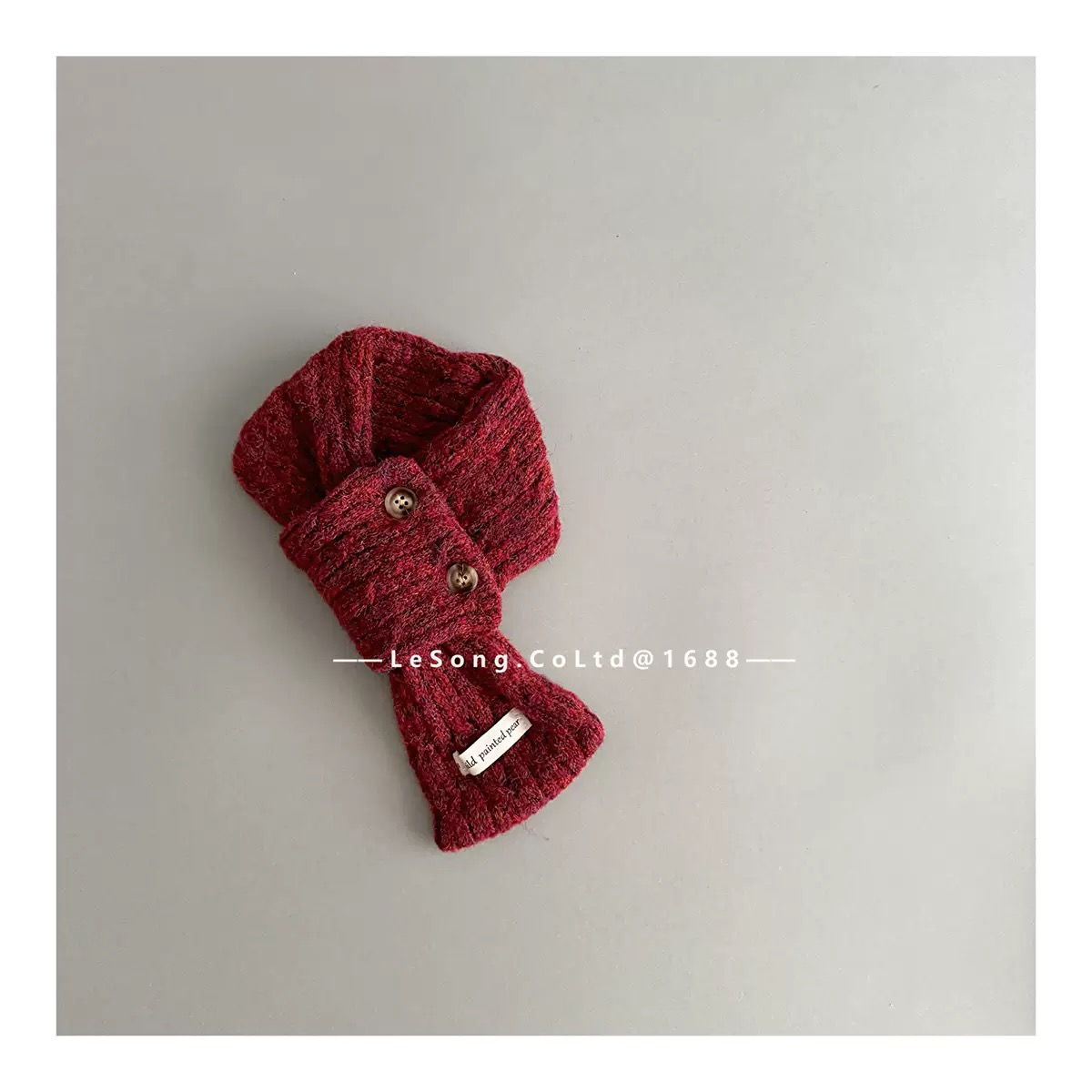 Khăn len quàng chéo cài khuy vặn thừng nhiều màu cho bé