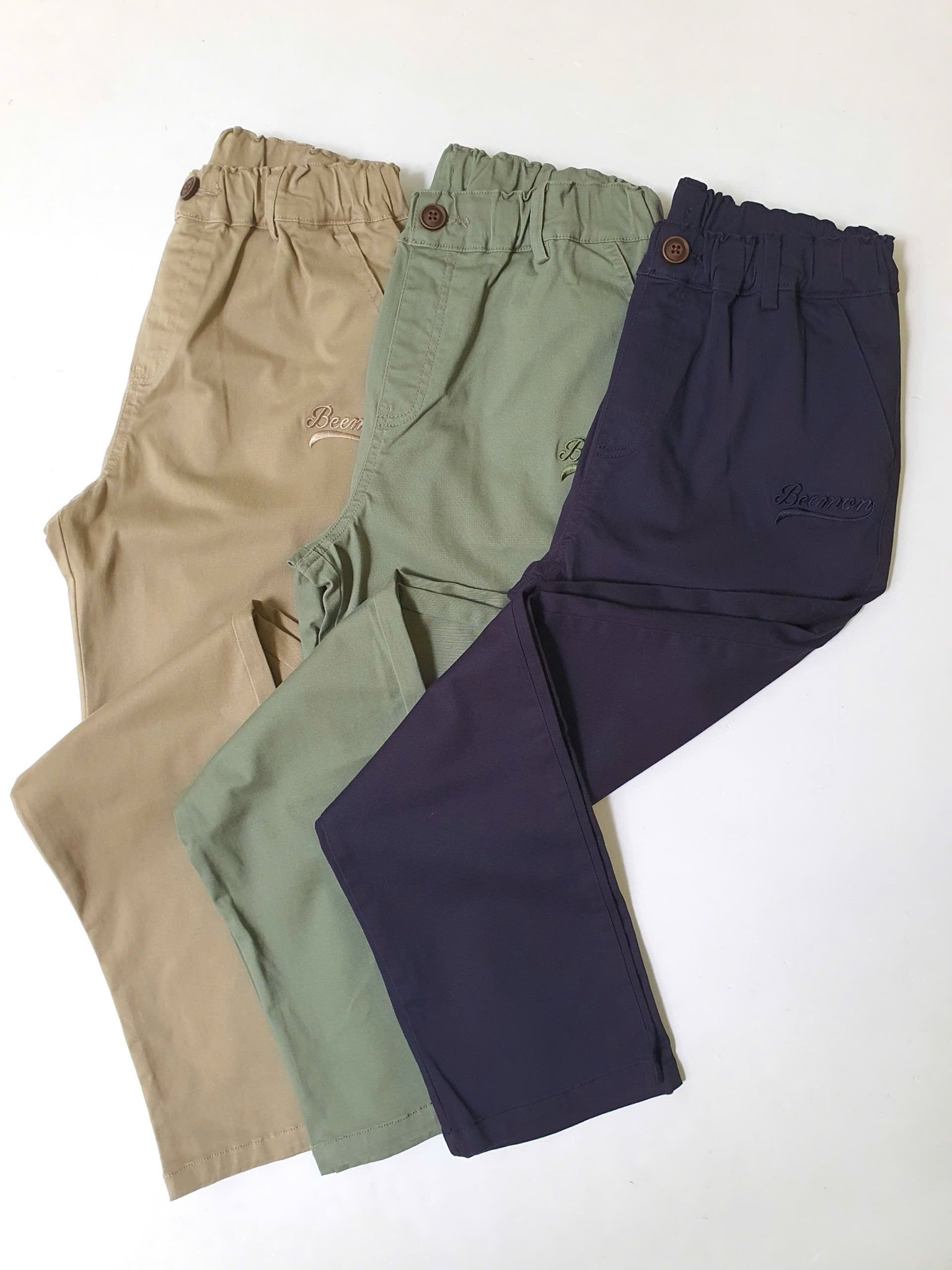 QBT07 - Quần dài kaki Beemon 3 màu nâu / navy / rêu cho bé size 120 - 160