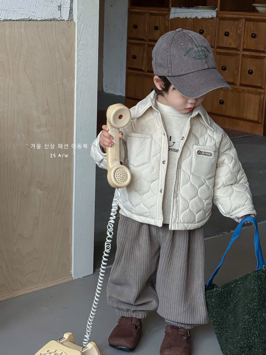 XAJT 88231 - Set 3ct QC áo phao + sơ mi kem + quần bé trai size 80-120