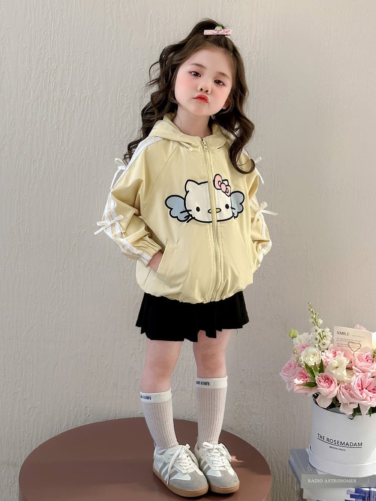 U269052 - Áo khoác gió Uceekids màu vàng kitty đính nơ bé gái size 90-130