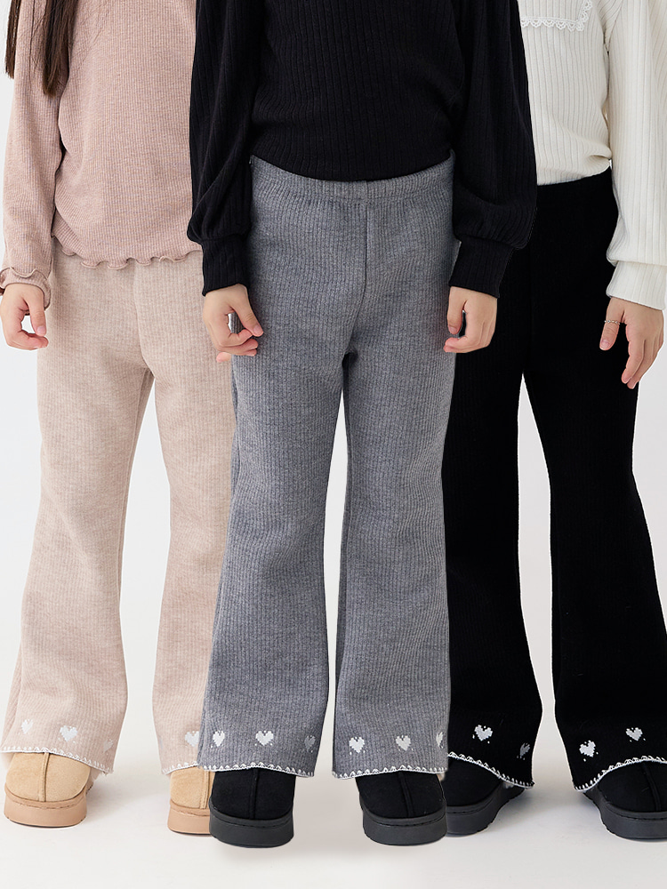 Quần nỉ len bebezoo ống loe thêu trái tim nhiều màu cho bé size 100-160