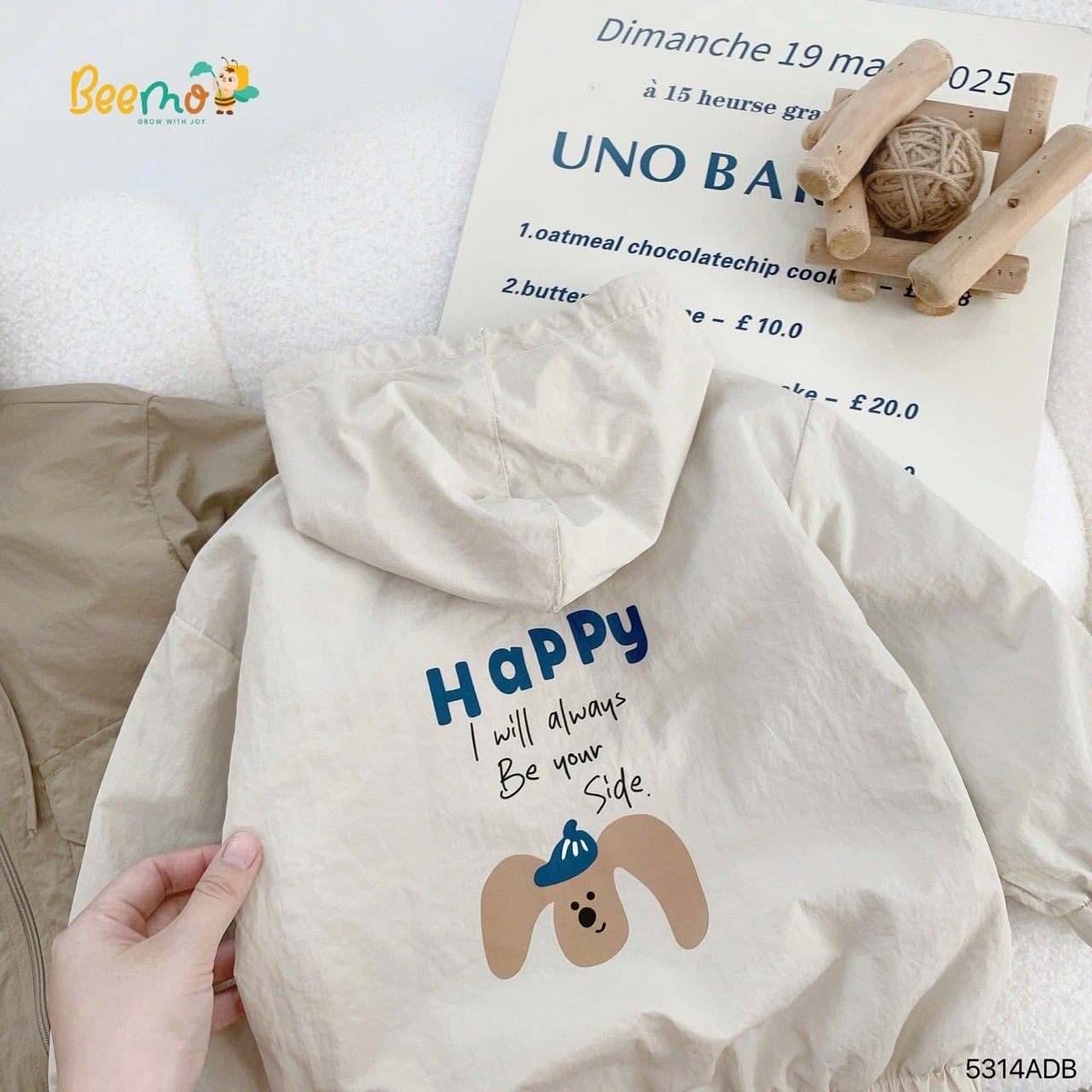 Áo khoác gió Beemo in hình sau lưng cho bé size 1-6y