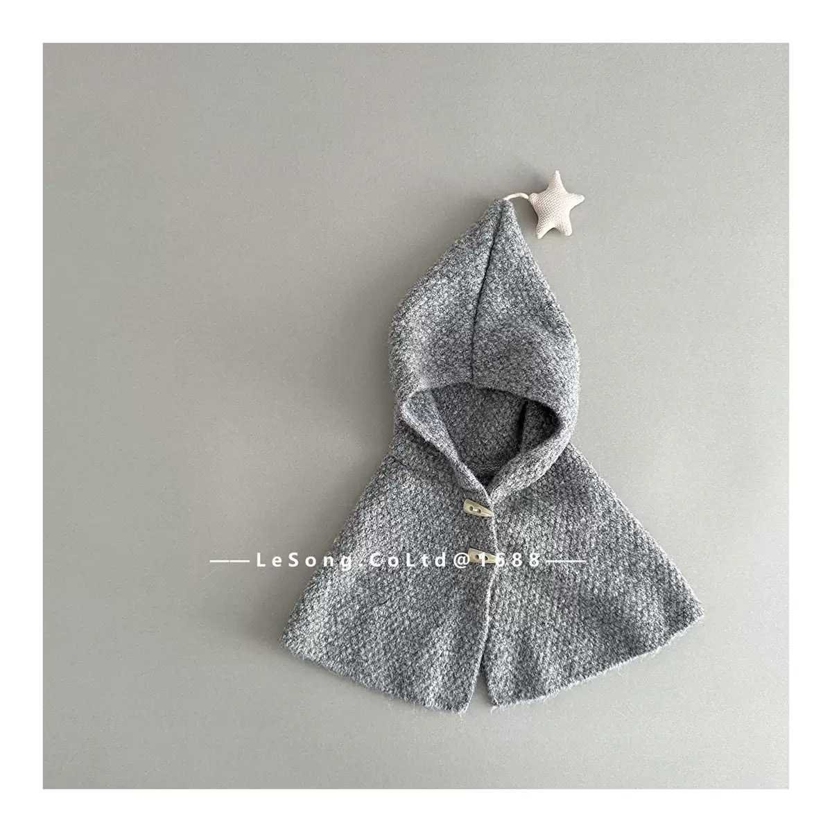 Mũ len chùm liền khăn đính chóp ngôi sao cho bé size 2-5y