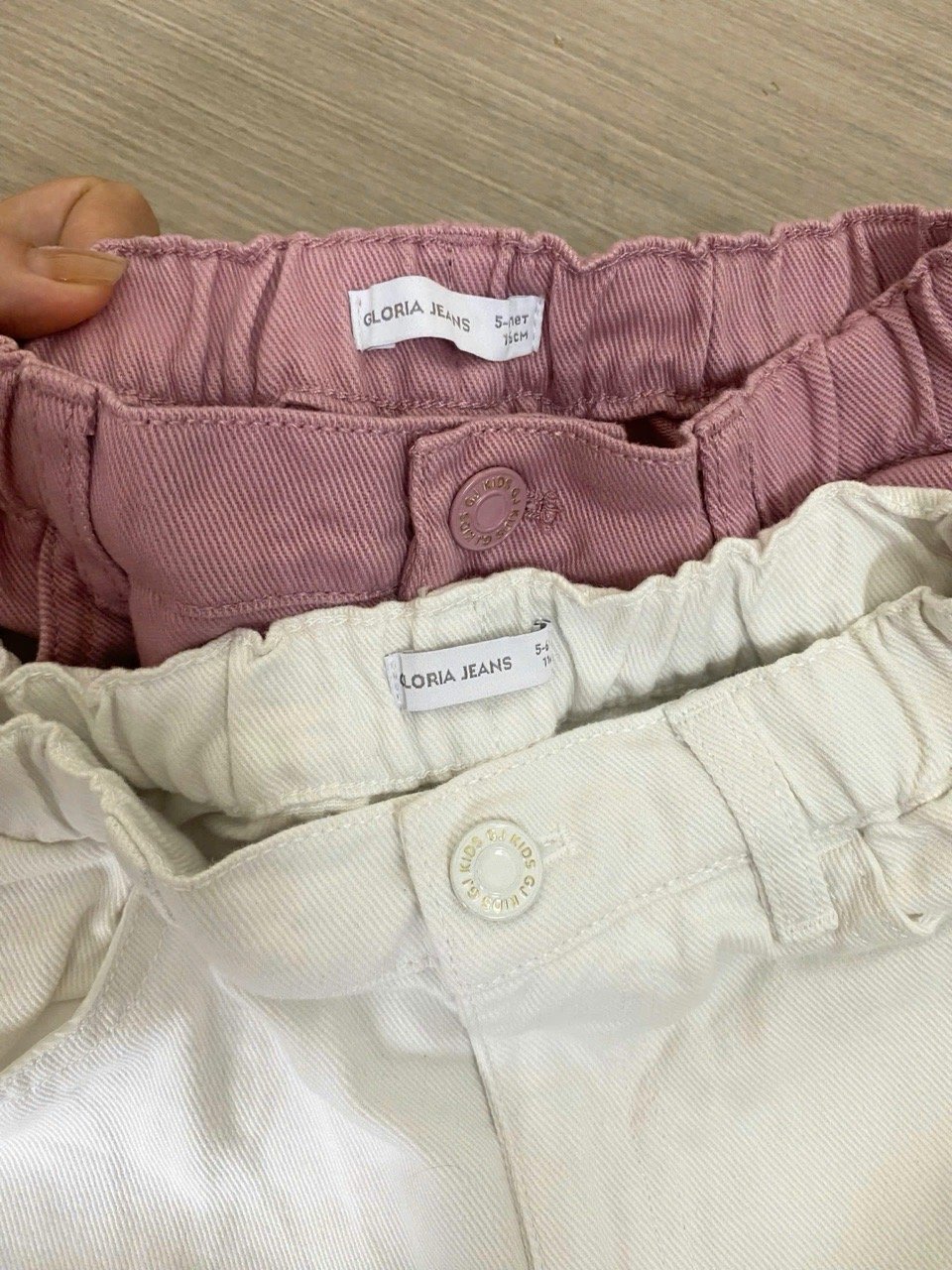 QBG24 - Quần baggy jean mềm GGJJ 2 màu trắng/hồng bé gái size 1-8y