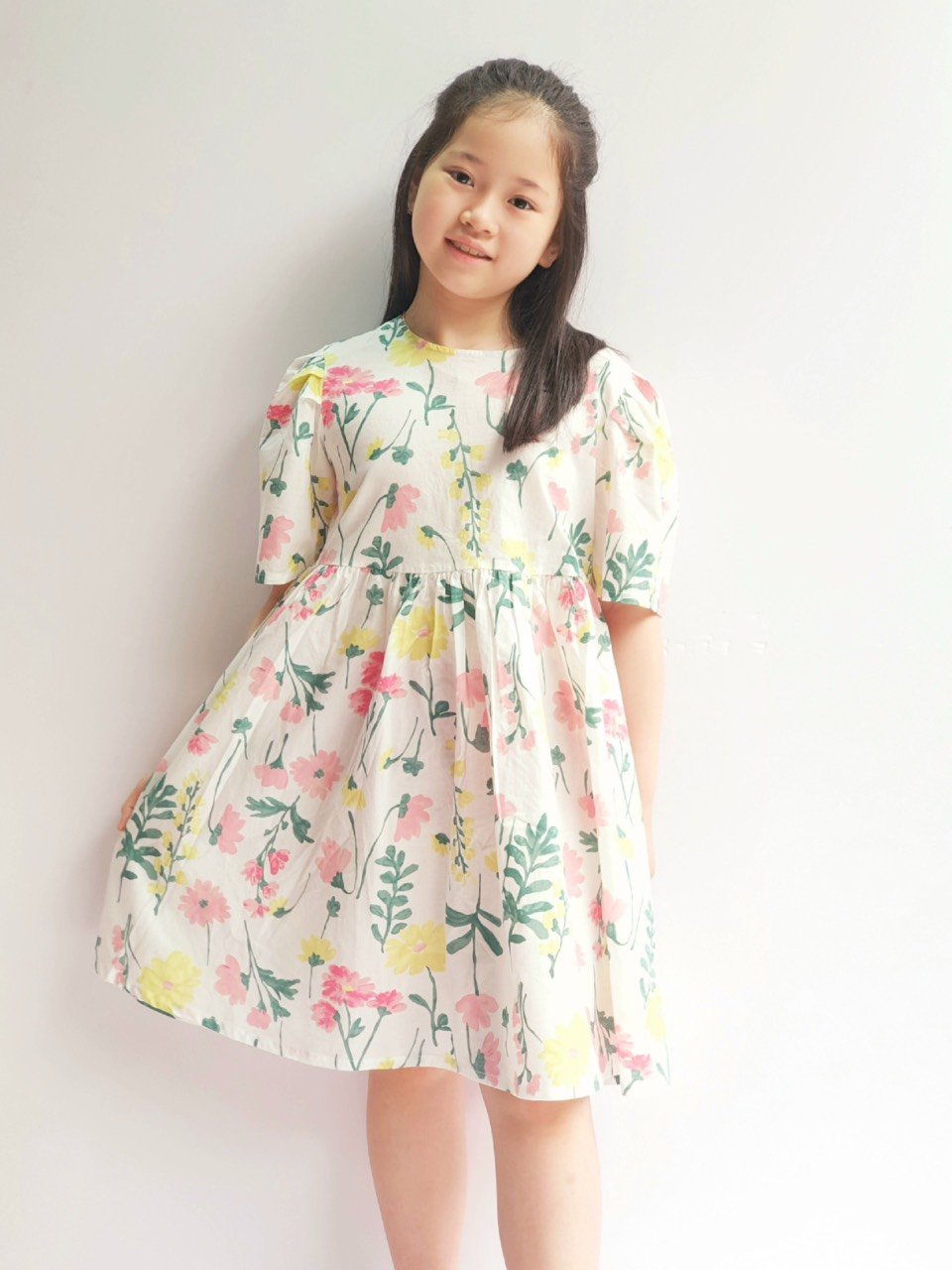 V00019 - Váy thô nhún eo 3 màu hoa size 110 - 150