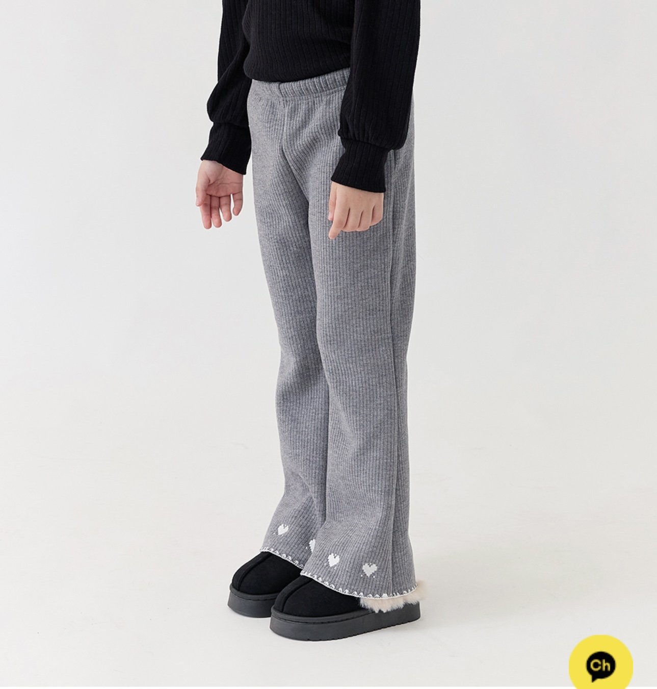 Quần nỉ len bebezoo ống loe thêu trái tim nhiều màu cho bé size 100-160