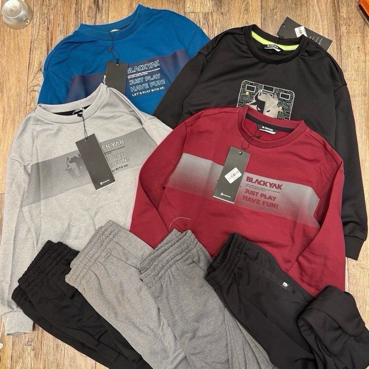 BBT29 - Bộ nỉ thể thao Black nhiều màu cho bé size 130-175 (quần ngẫu nhiên)