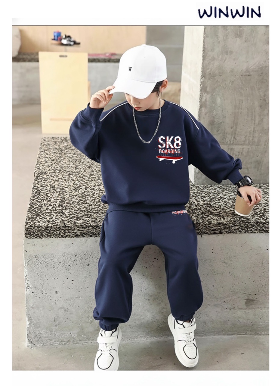 SH2512B02 - Bộ thun da cá dài tay in SK8 size 9-14y