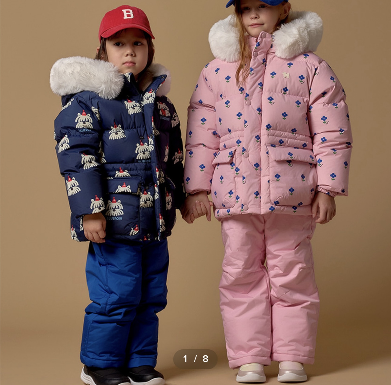 QBT01 - Quần phao lót nỉ đi tuyết BD 2 màu xanh/hồng cho bé size 100-165