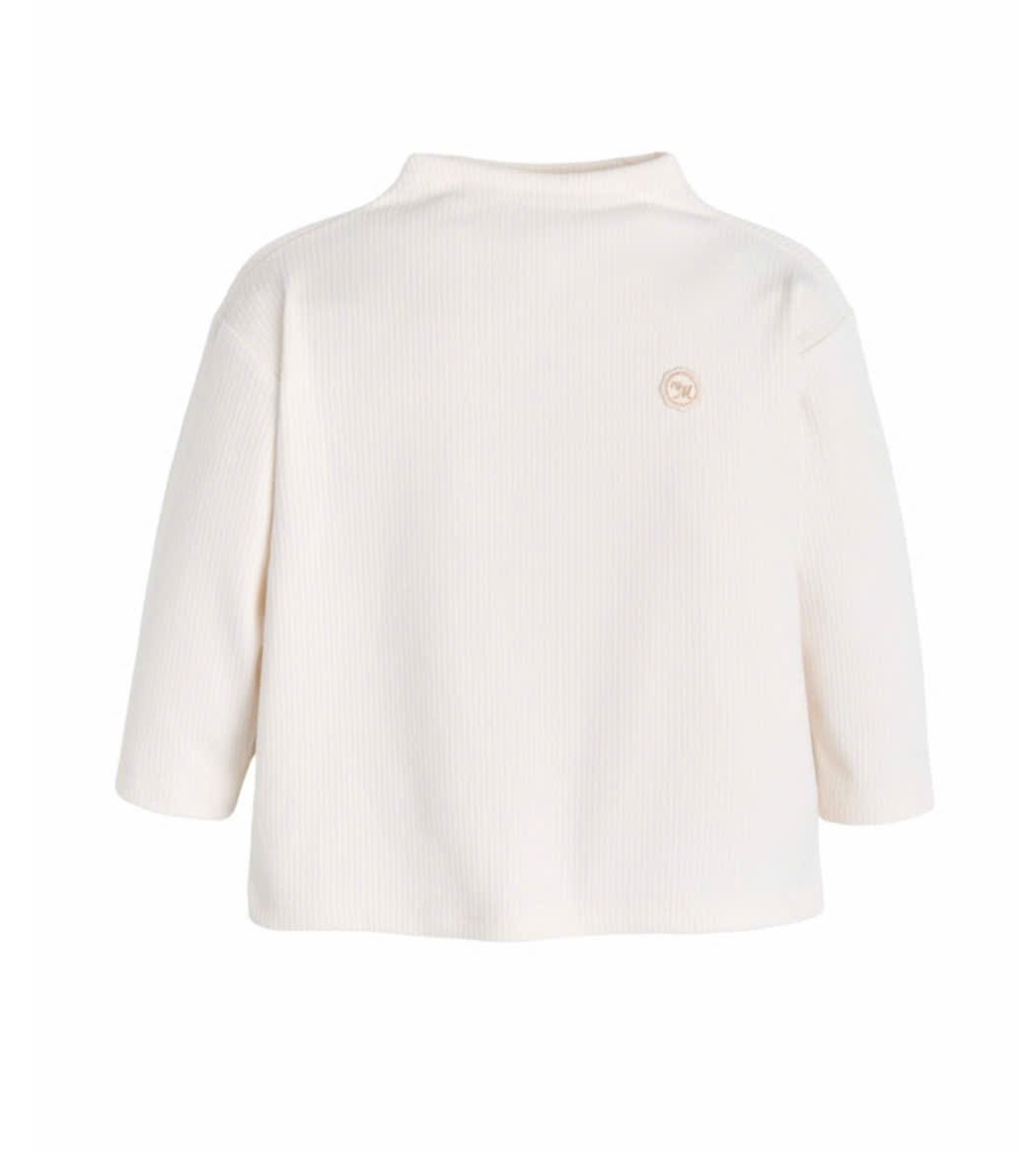 ABG34 - Áo cổ leo MM vải nỉ len 2 màu xanh/kem cho bé size 100-140