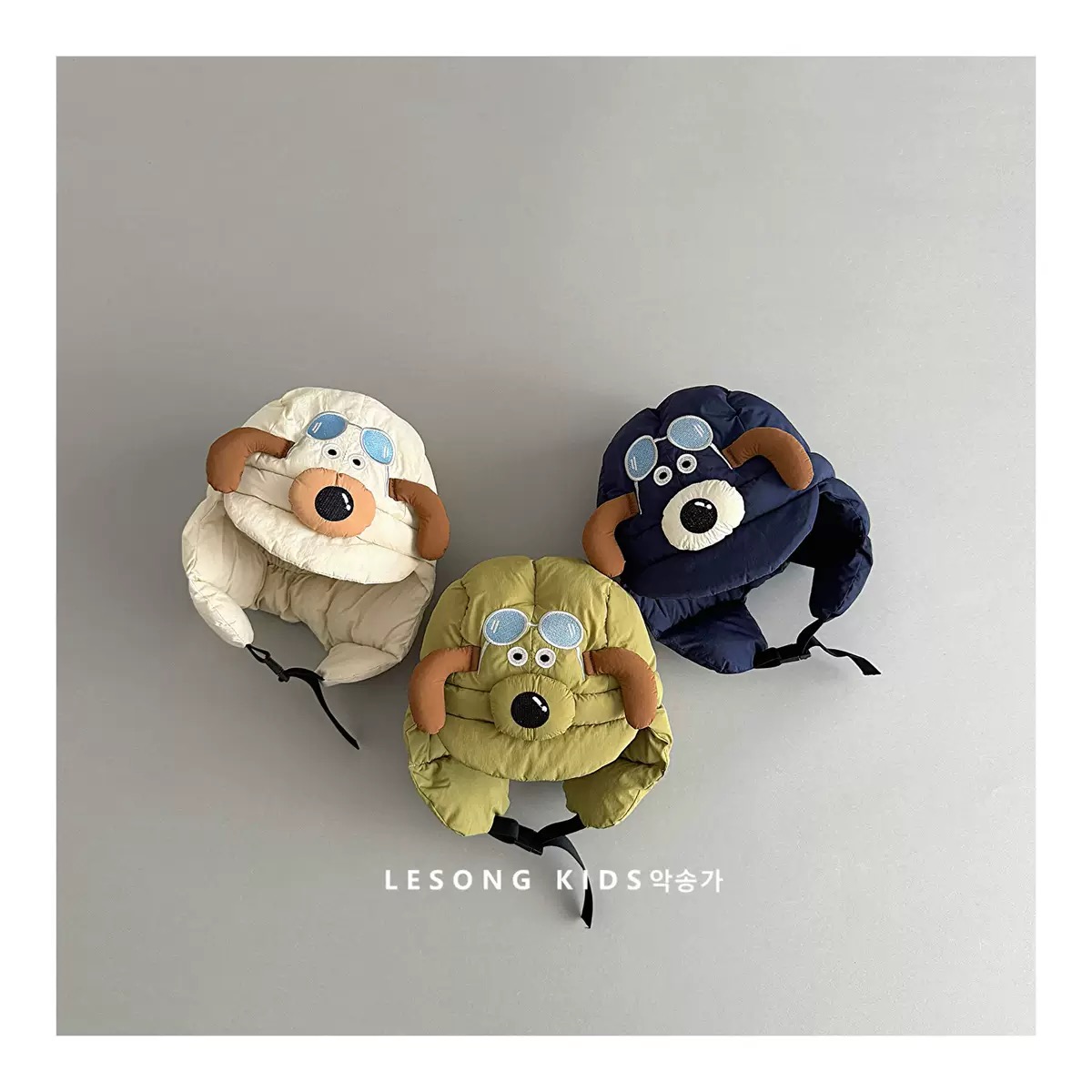 02 - Mũ phao họa tiết cún tai dài nhiều màu cho bé size 1-5y