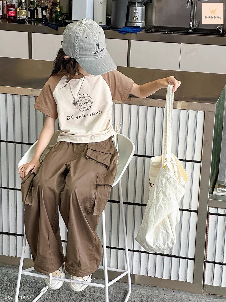 Bộ Jam & Jenny áo tay phối nâu quần nâu size 3-12y