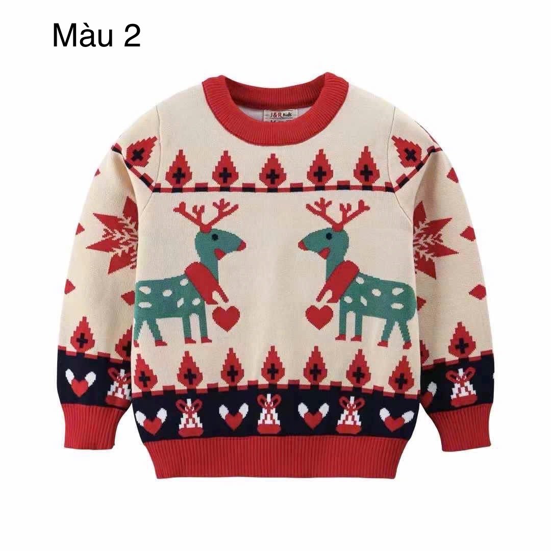 Áo len hoạ tiết Noel nhiều màu cho bé size 2-7y