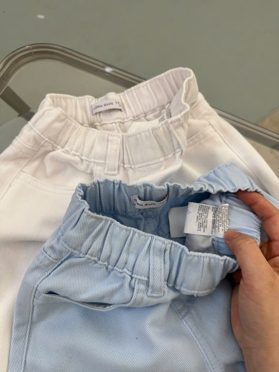 Quần jean rách mềm ống suông GGJJ dư xịn 2 màu xanh/trắng bé gái size 1-8y