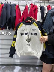 25285 - Áo nỉ cổ tròn lót nỉ màu ghi phối navy Yuunsekids size 120-160