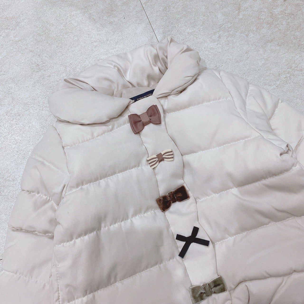 Áo khoác phao Petitmain xuất Nhật đính nơ siêu nhẹ 3 màu cho bé gái size 80-130