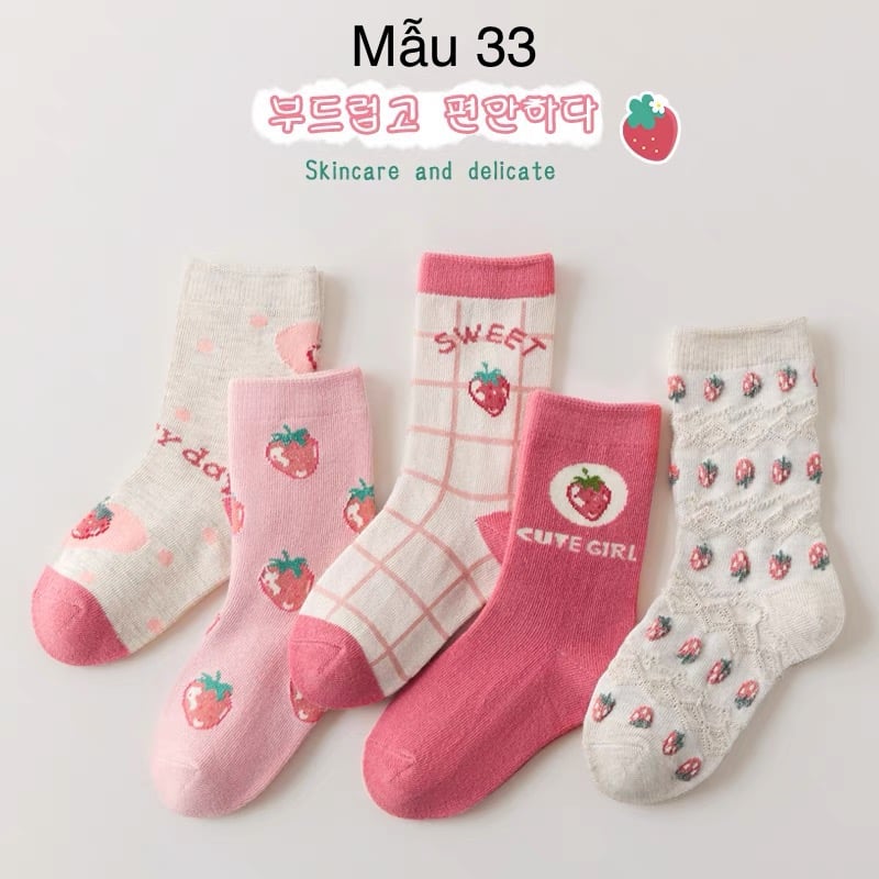 SH2511PK01 - Set 5 đôi tất Minliu Kidsocks dành cho trẻ em, chất liệu cotton+polyester+spandex, NSX Man Luu Textile Company Limited