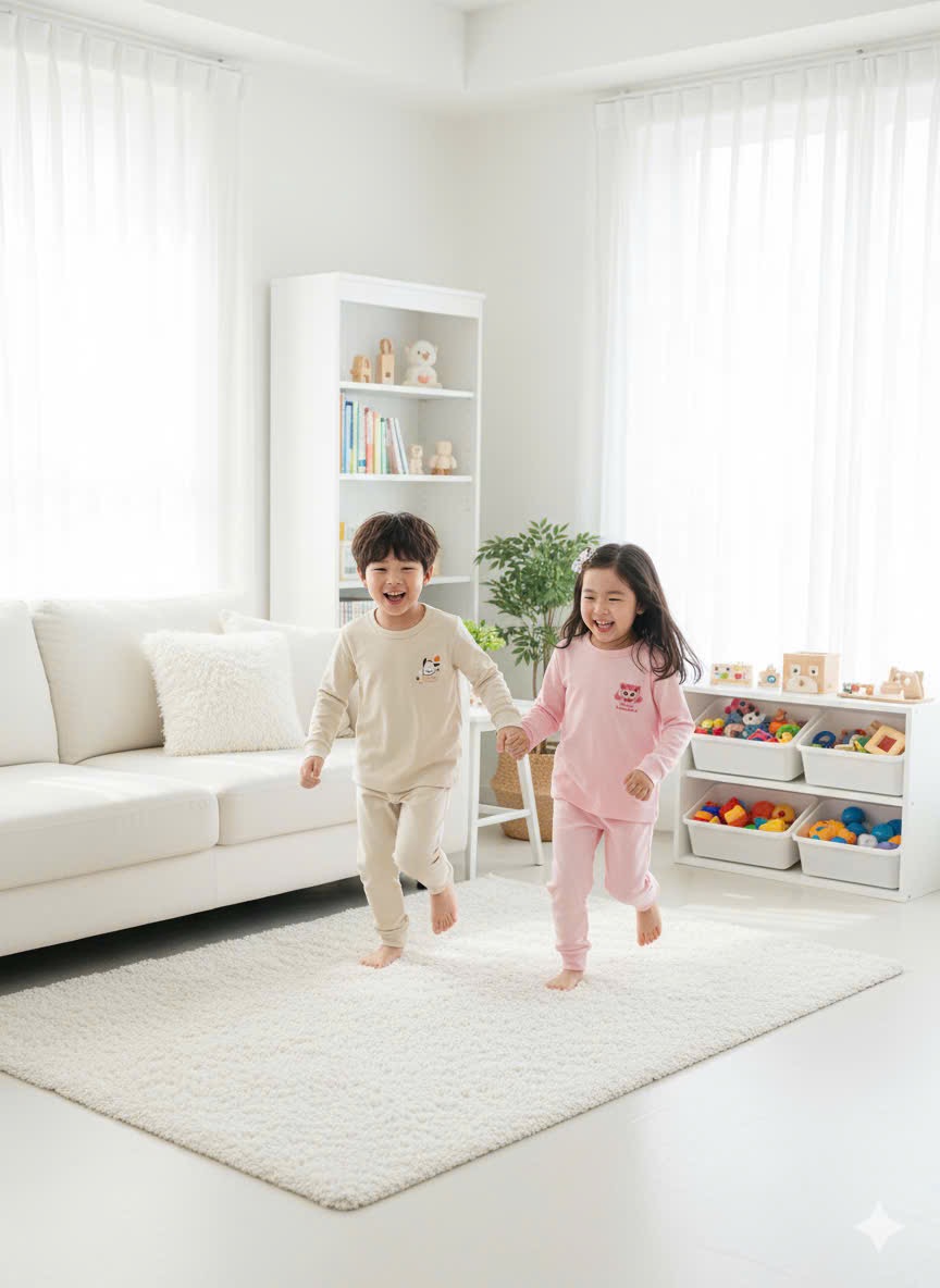 BM2510ST02 - Bộ cotton Beemon 2 màu hồng/be cho bé size 110-150