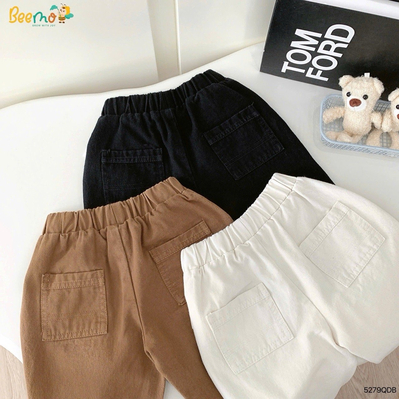 Quần dài kaki in gấu Beemo cho bé size 1-6y