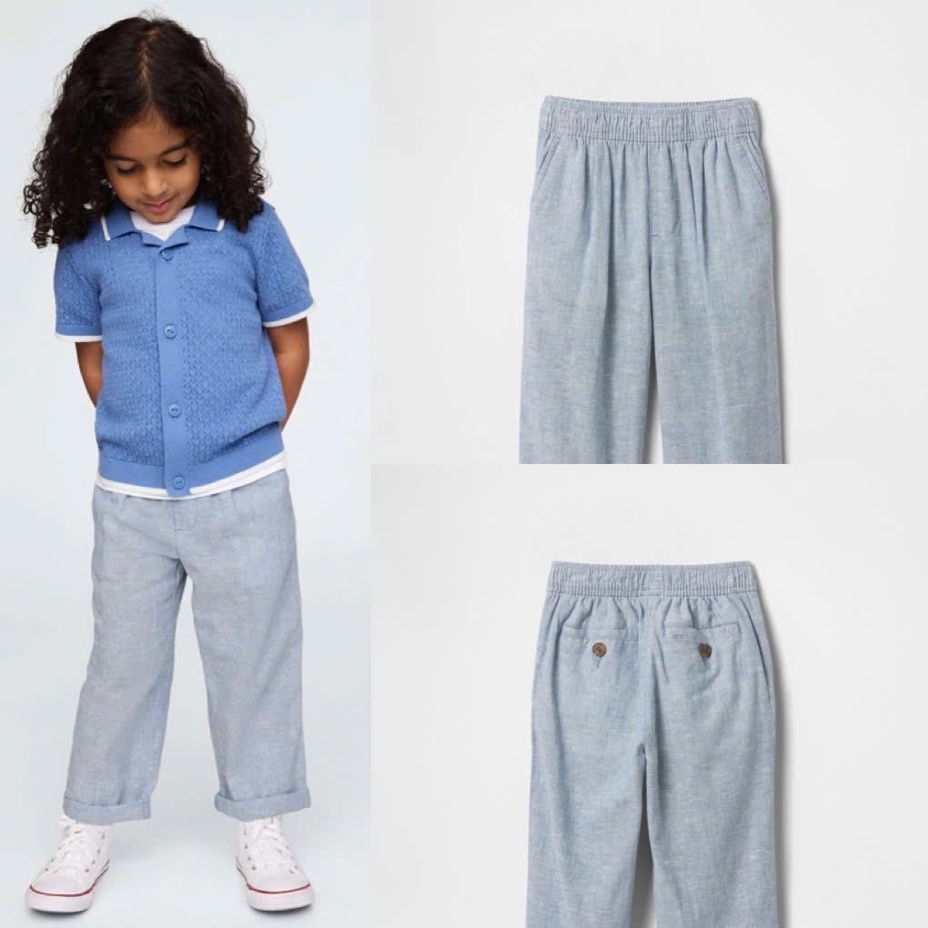 Quần dài linen xuất dư xịn Baby G.A.P 2 màu be / xanh size 1 -5y