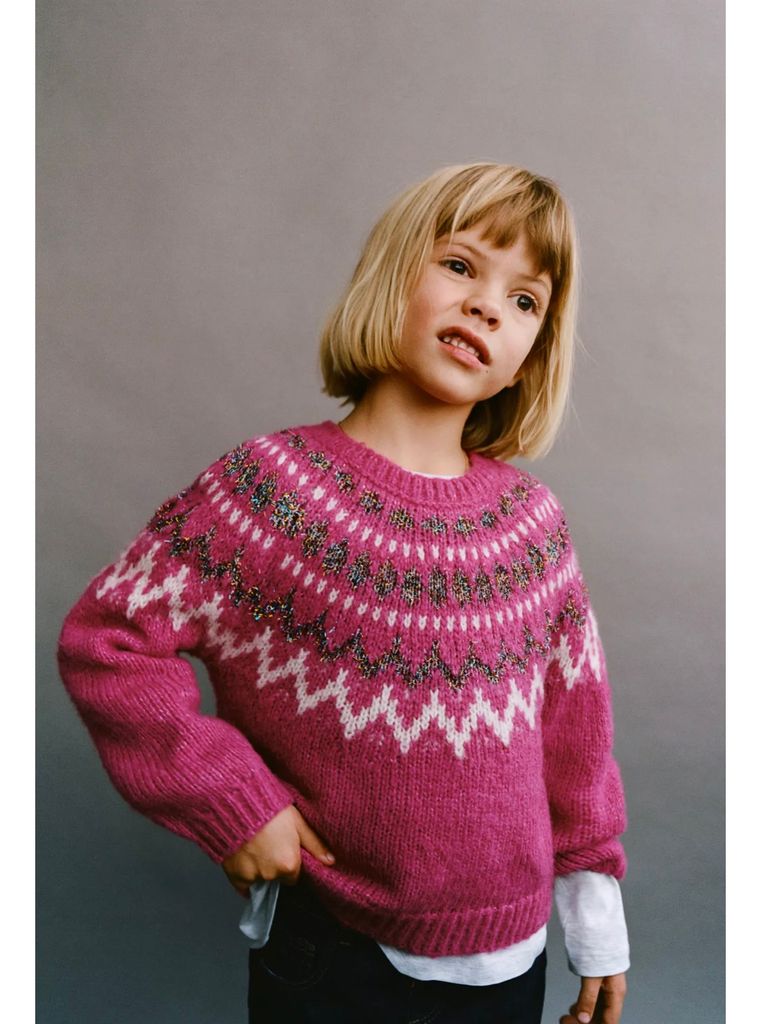 Áo len ZR họa tiết 2 màu hồng/xanh cho bé size 1-6y